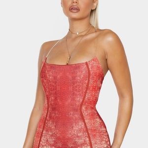 Fashion Nova Red Snakeskin Dress